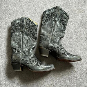 Corral Handcrafted Western Coegirl Cowboy Leather Stingray Inlay Boots GUC
